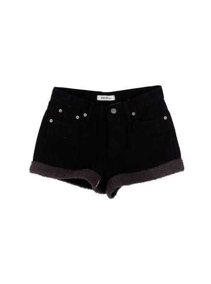 fleece-lined-cozy-cotton-shorts-cn524 / Black