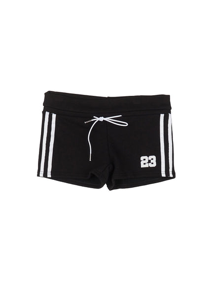 lace-embroidered-sweatshorts-cy527 / Black