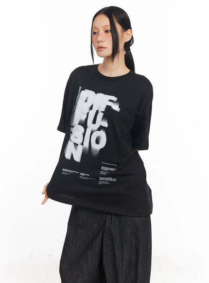 spray-graphic-oversize-t-shirt-cy528 / Black