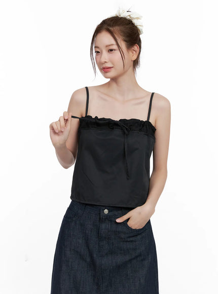ruffle-trim-cami-cl523 / Black