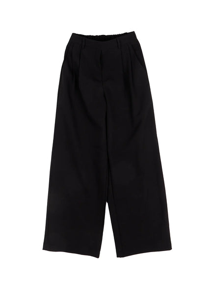 elegant-wide-leg-pintuck-trousers-cj522 / Black