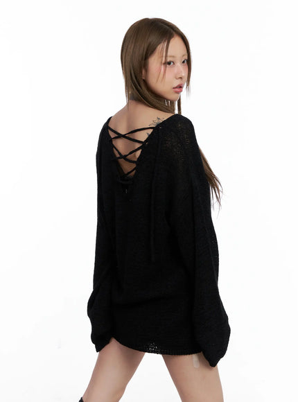 loose-fit-string-summer-knit-cl511 / Black