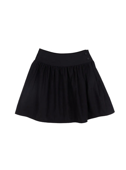 two-button-flared-midi-skirt-cf506-1 / Black