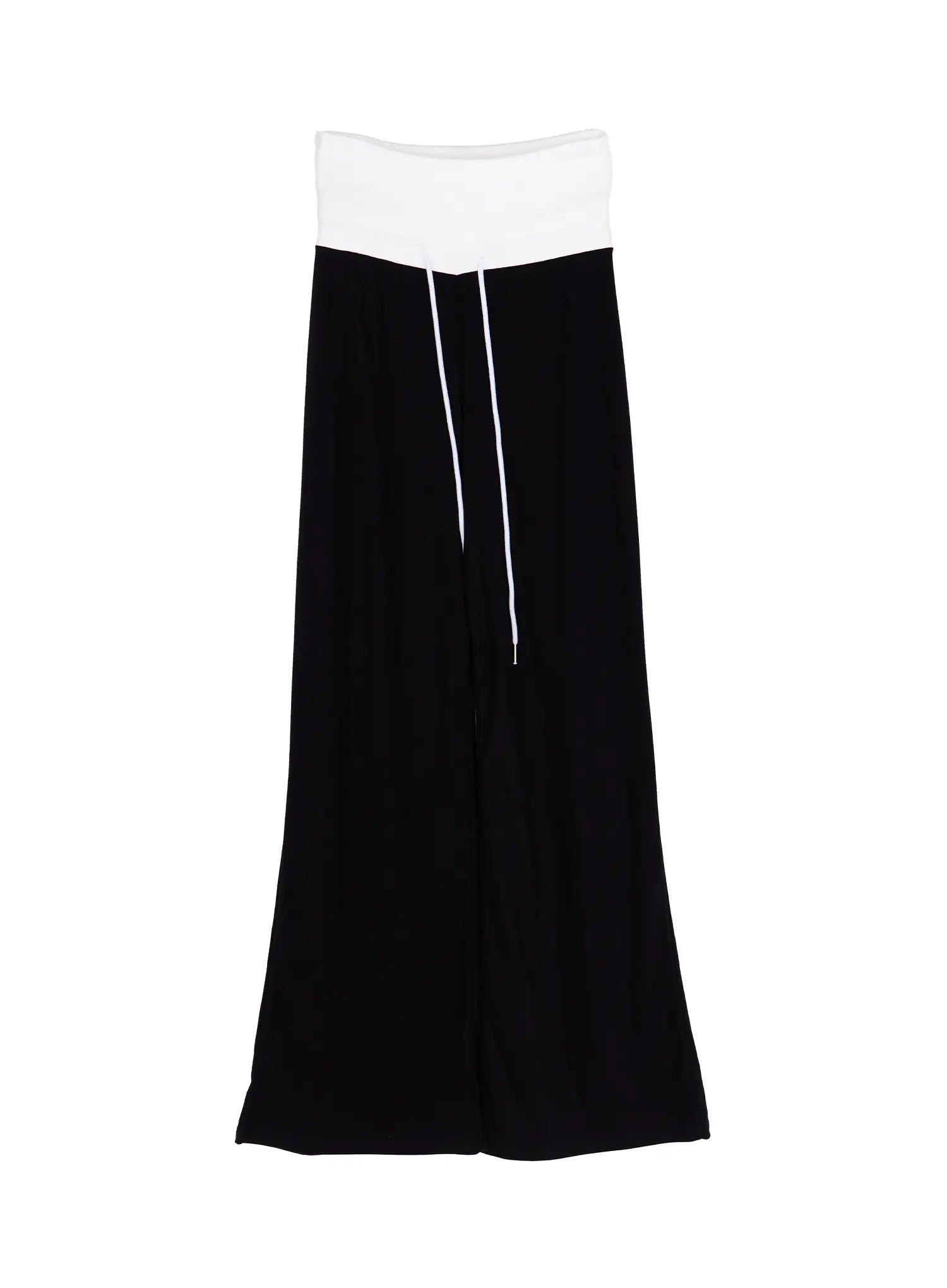 two-tone-foldover-sweatpants-cu502 / Black
