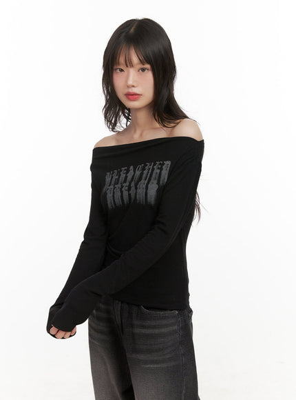 Graphic Slim-Fit Long-Sleeve Crop Top CJ501