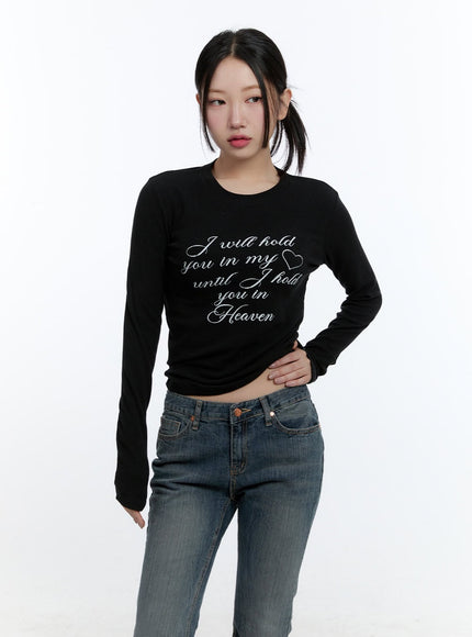 cotton-blend-long-sleeve-top-cd420 / Black