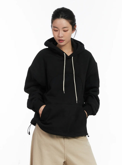 cozy-fleece-drawstring-hoodie-cd505 / Black
