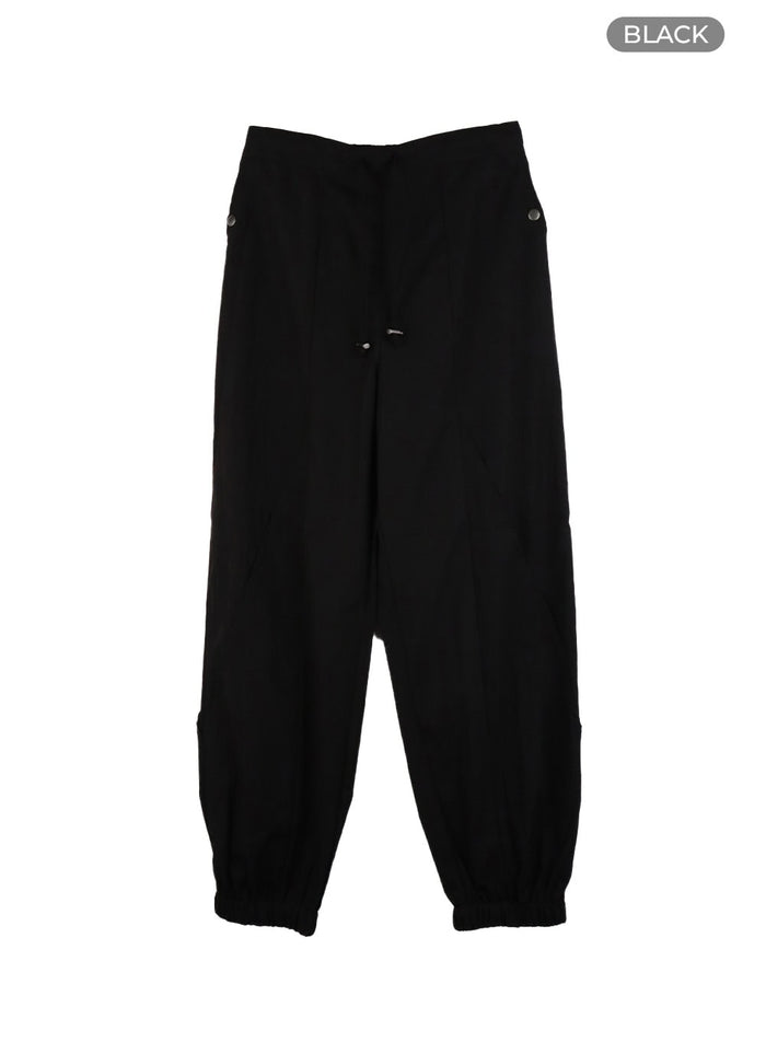 solid-jogger-parachute-pants-ca424 / Black