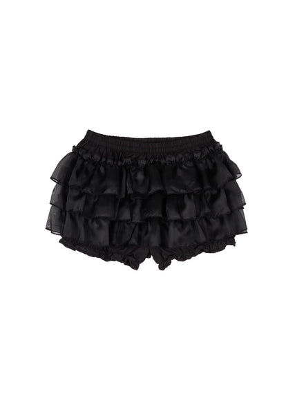 lace-tiered-mini-skirt-cy515 / Black
