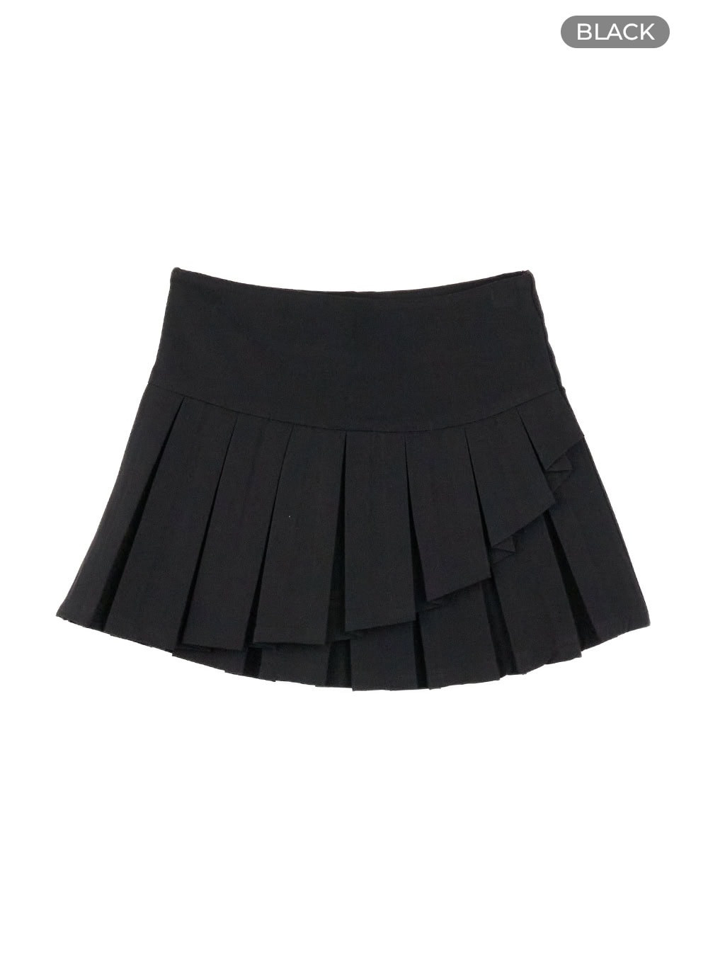 unbalanced-pleated-mini-skirt-cl412 / Black