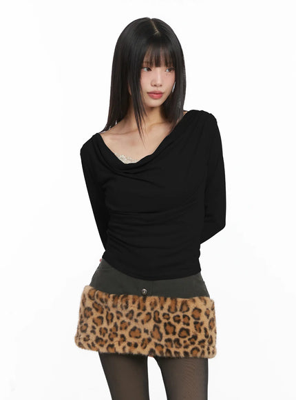 Two-Way Draped Long Sleeve Tee CJ501