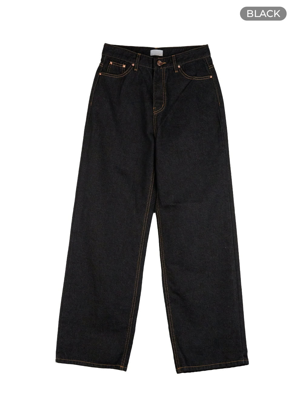 indigo-stitched-straight-jeans-cu424 / Black