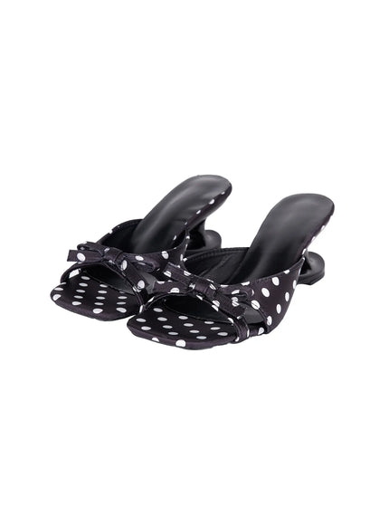 polka-dot-ribbon-heeled-mules-cy527 / Black