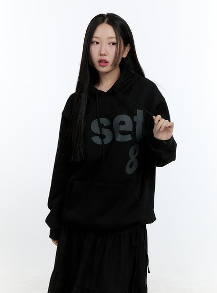 graphic-number-oversized-hoodie-cd424 / Black