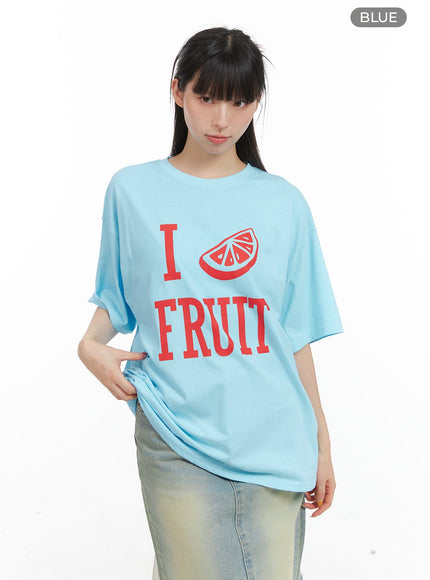 cotton-lettering-short-sleeve-top-cg409 / Blue