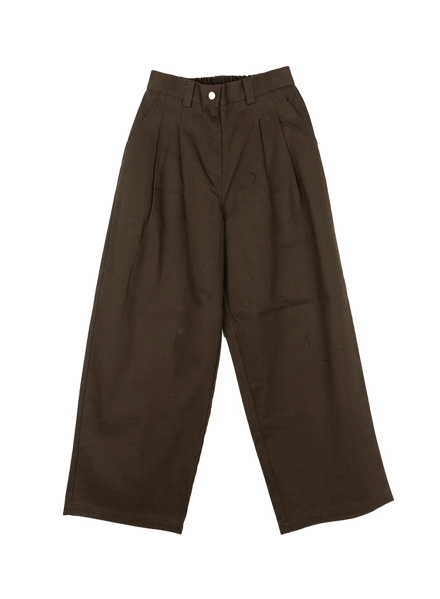 oversized-pintuck-wide-cotton-pants-cn514 / Brown