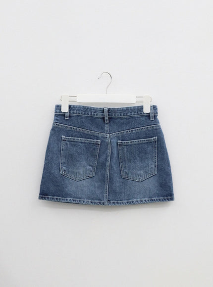 Mid-Rise Denim Mini Skirt OM303