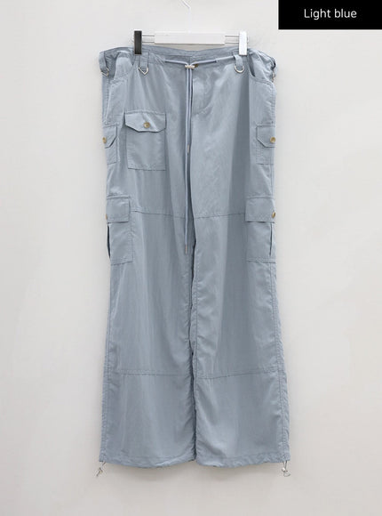 Drawstring Waist Wide Cargo Pants CU13