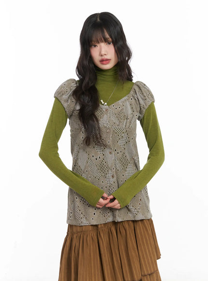 chic-two-way-knit-blouse-cd531 / Dark beige