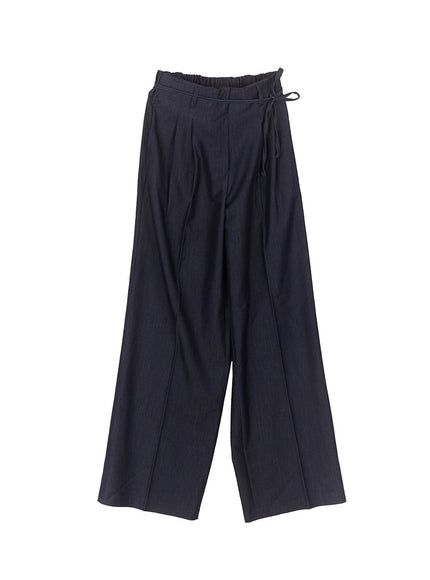 wide-leg-slacks-with-ribbon-detail-ca502 / Dark blue