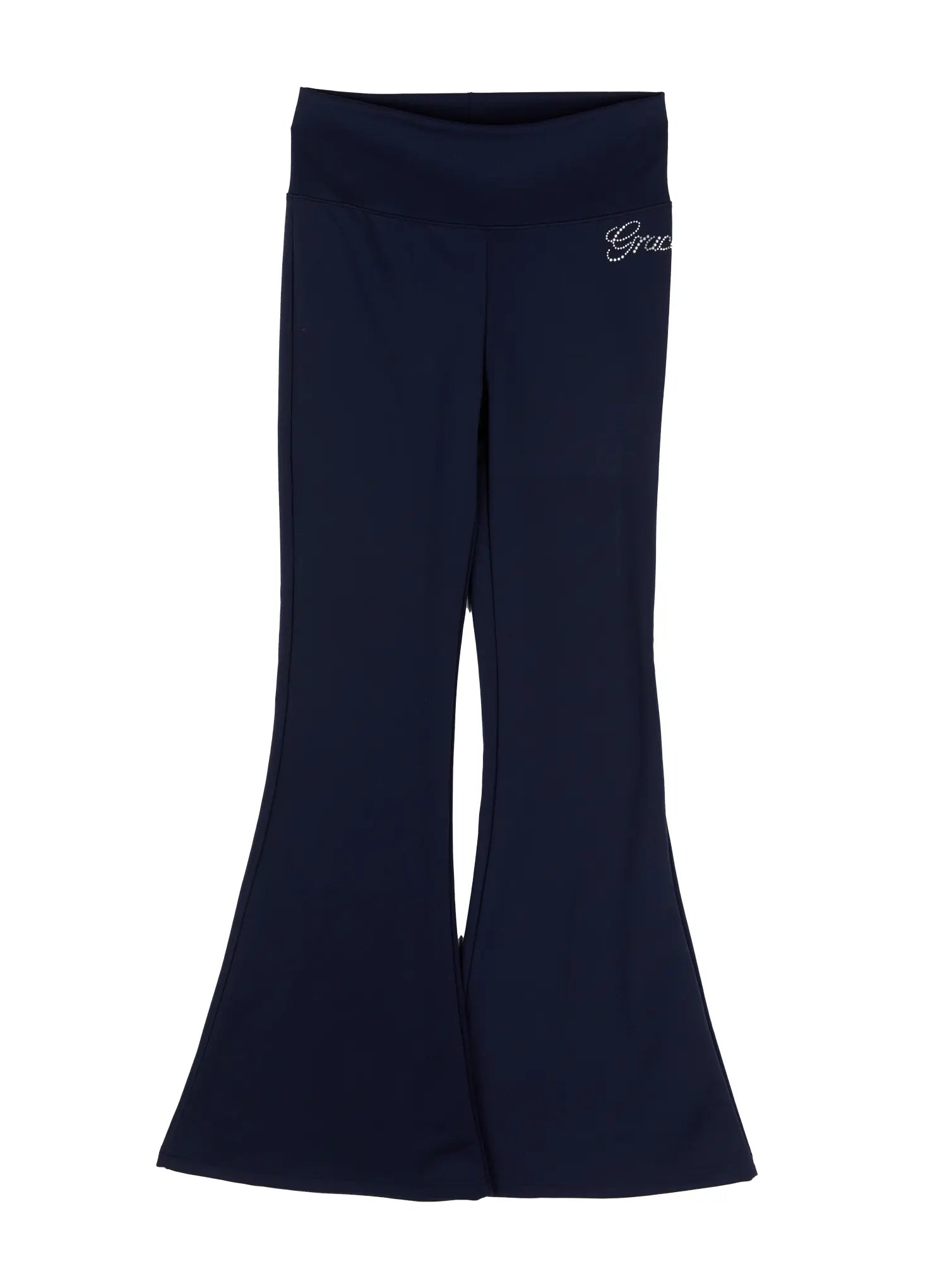 embroidered-lettering-flare-sweatpants-cn527 / Dark blue