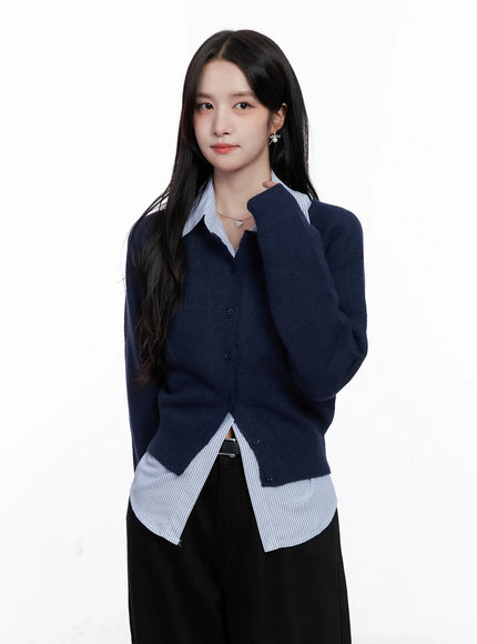 button-up-crewneck-cardigan-cs523 / Dark Blue
