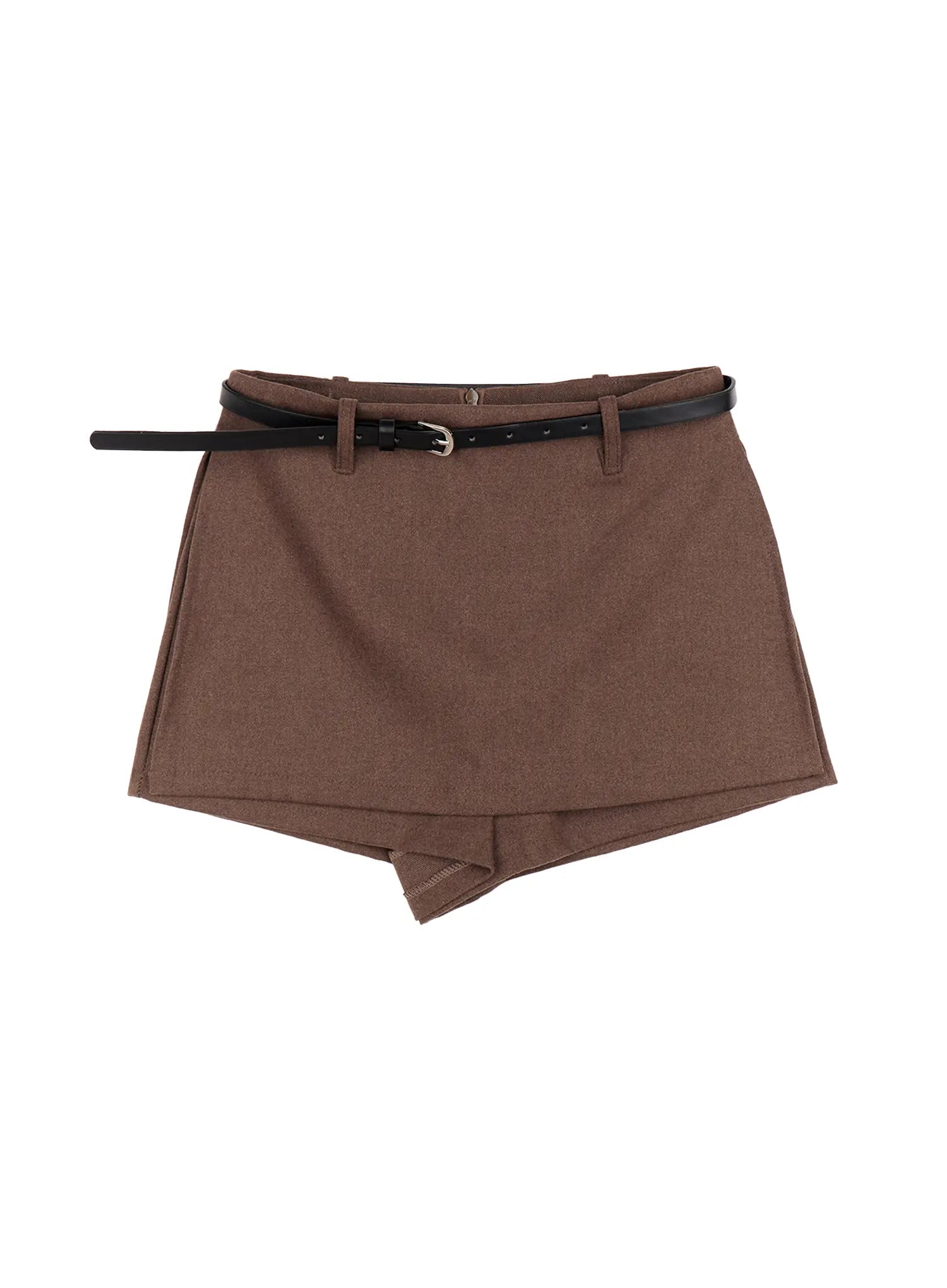 belted-mini-skort-cn519 / Dark brown