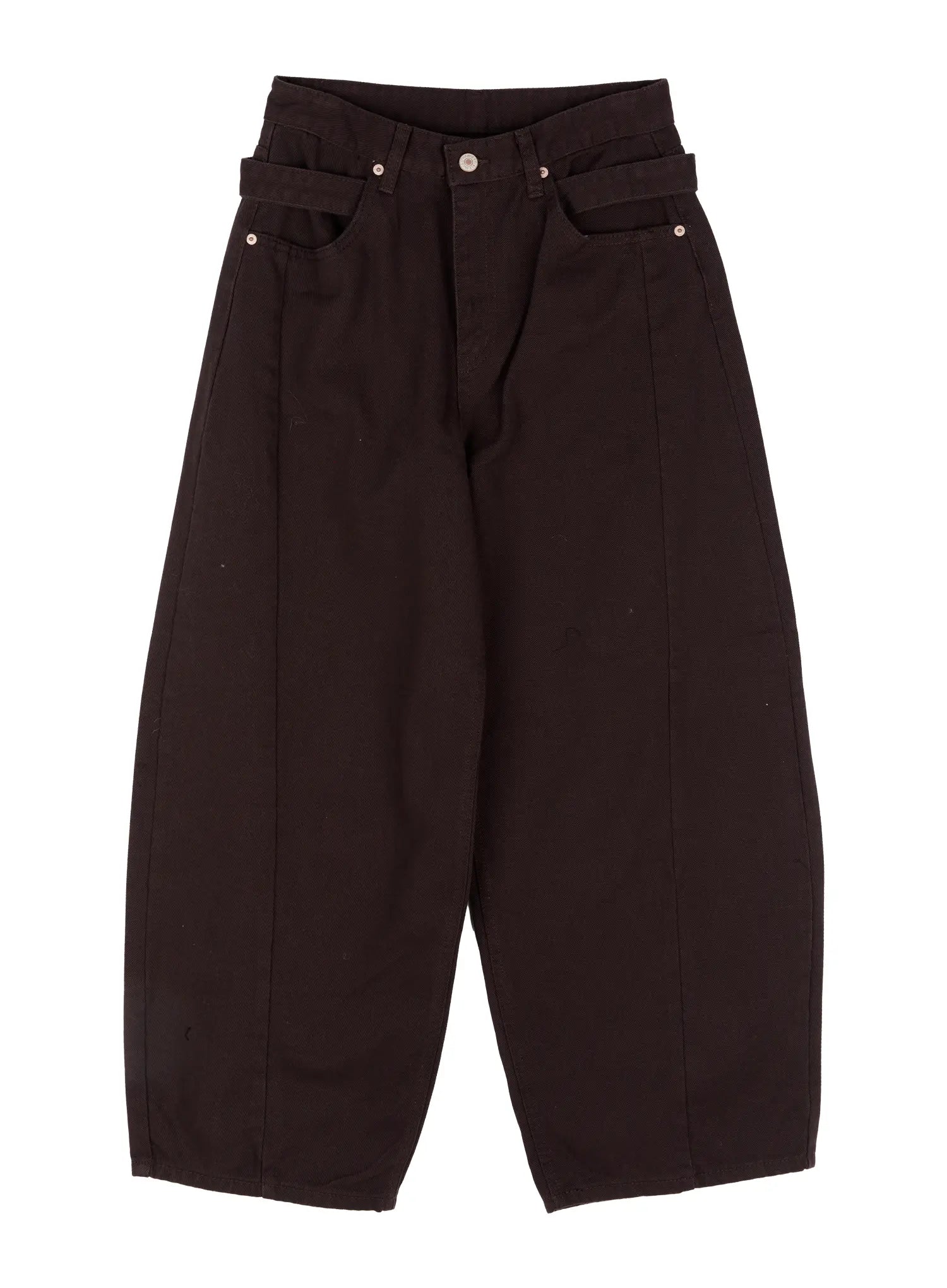 side-point-wide-leg-cotton-pants-cn527 / Dark brown