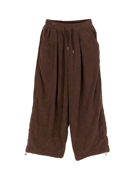 textured-fleece-baggy-pants-cd505 / Dark brown
