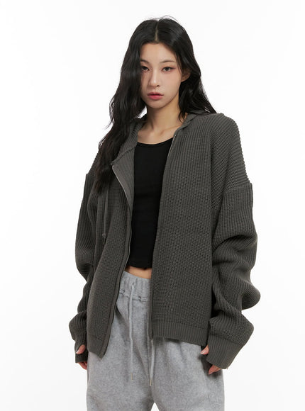 oversized-knit-hooded-sweater-cn416 / Dark gray