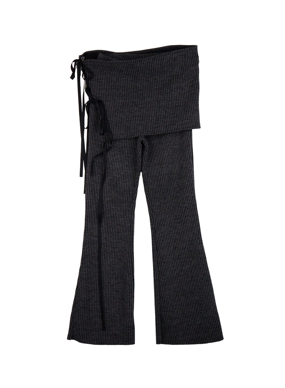 ribboned-layered-skirt-pants-set-cj520 / gray