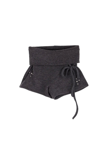 studded-ribbed-knit-micro-shorts-cj522 / Dark gray