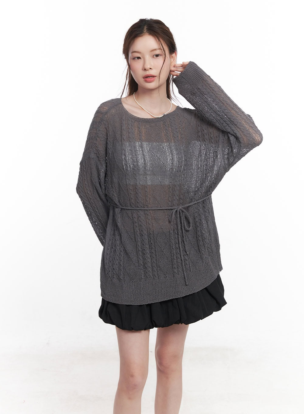 sheer-oversized-sweater-cy519 / Dark gray