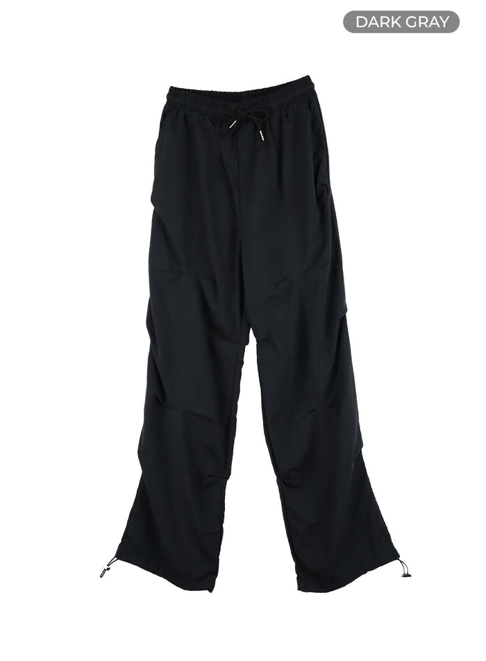 casual-wide-fit-nylon-pants-ca424 / Dark gray