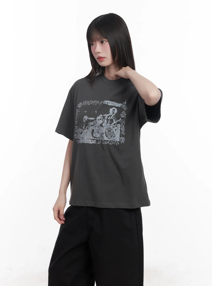 graphic-relaxed-fit-tee-cu519 / Dark gray