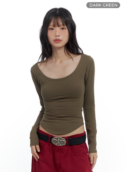 contourfit-u-neck-crop-top-cs420 / Dark green