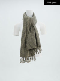 checkered-knit-scarf-in316 / Dark green