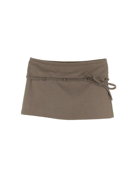 belted-cotton-mini-skirt-cd517 / Dark green