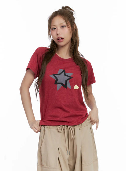 Star Graphic Short-Sleeve Top CL514