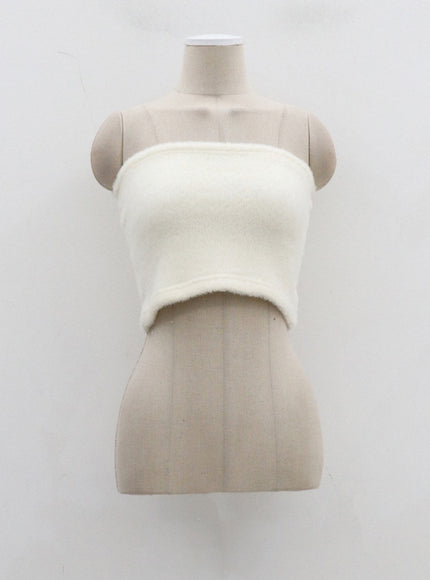 Teddy Cardigan Tube Top And Mini Skirt Set CJ325