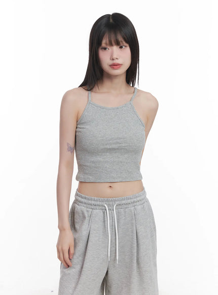 ribbed-halter-neck-cami-cu519 / Gray