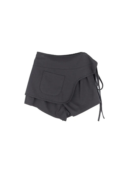 ribbon-tie-wrap-skort-cl504 / Gray