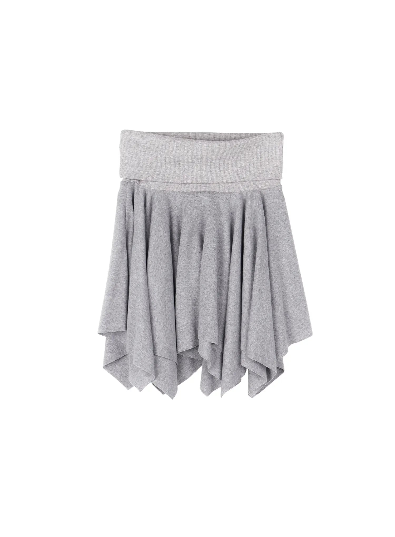 flowy-handkerchief-hem-mini-skirt-ca514 / Gray