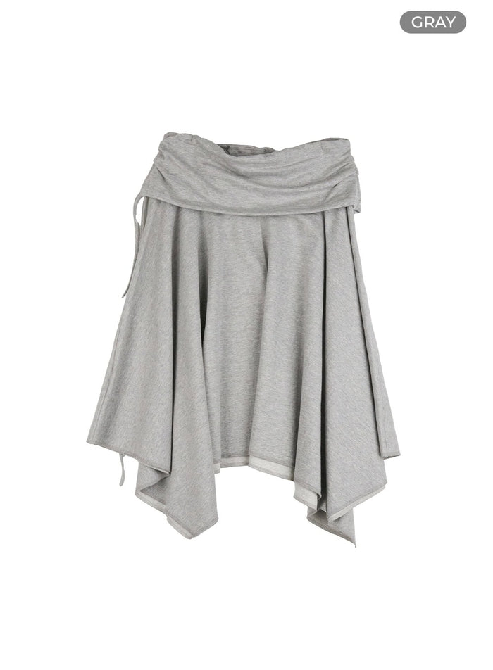 cotton-ribbon-flare-midi-skirt-cu425 / Gray