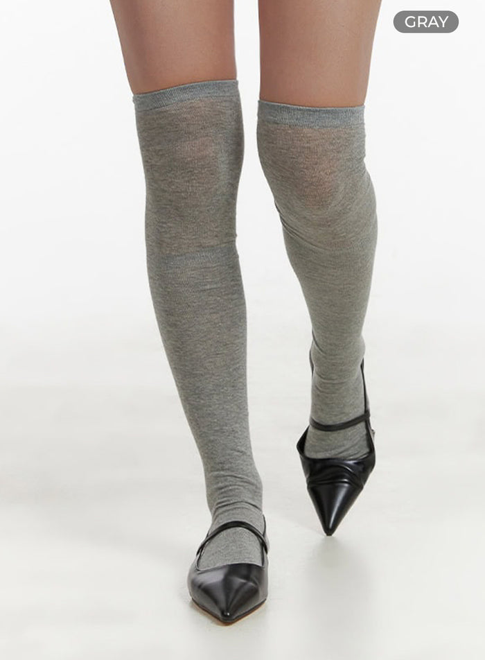 cotton-soft-solid-long-socks-cy403 / Gray