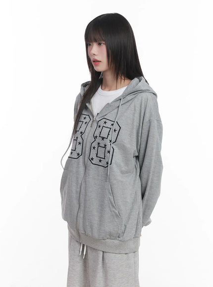 88-oversized-zip-up-hoodie-cu519 / Gray