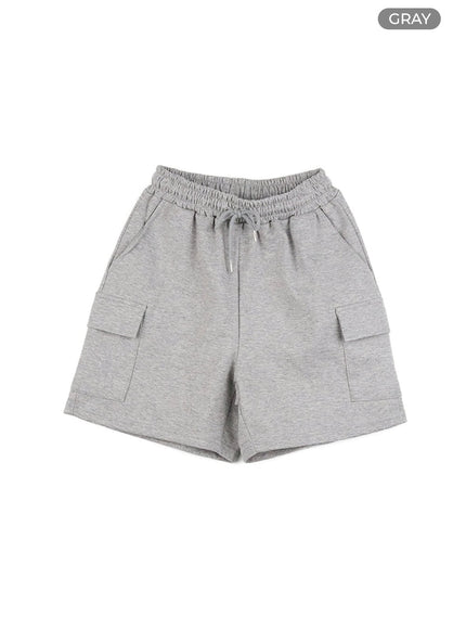 banded-cargo-sweat-shorts-cg408 / Gray