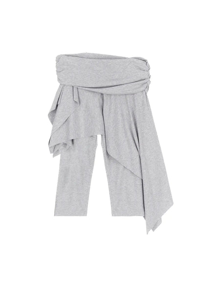 ribbed-asymmetric-skirt-pants-cm516 / Gray