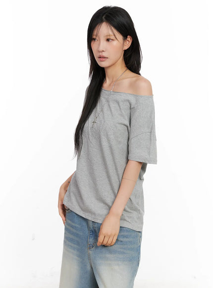 off-shoulder-seashell-tee-cl525 / Gray