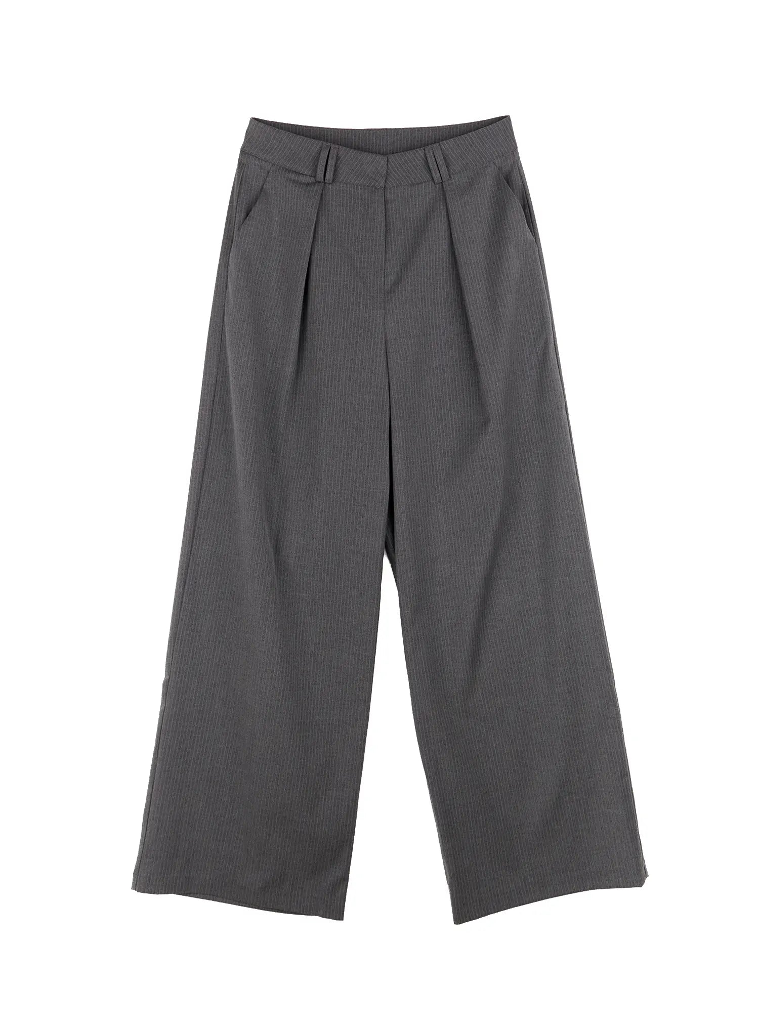 classic-striped-wide-trousers-cn518 / Gray